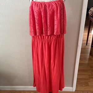 Coral Pink Swimsuit Cover Halter Neck